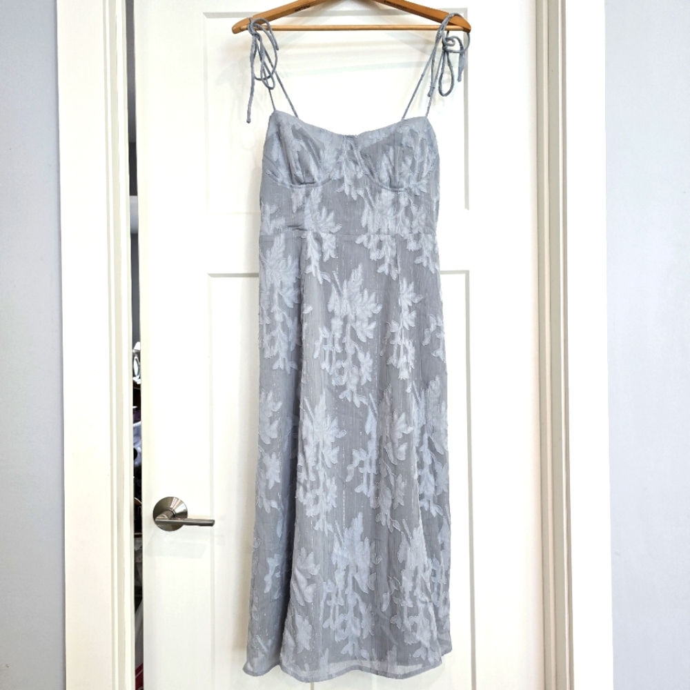Lulus Dress women's XL NWT Grey Gray Sweetheart Floral formal dance wedding